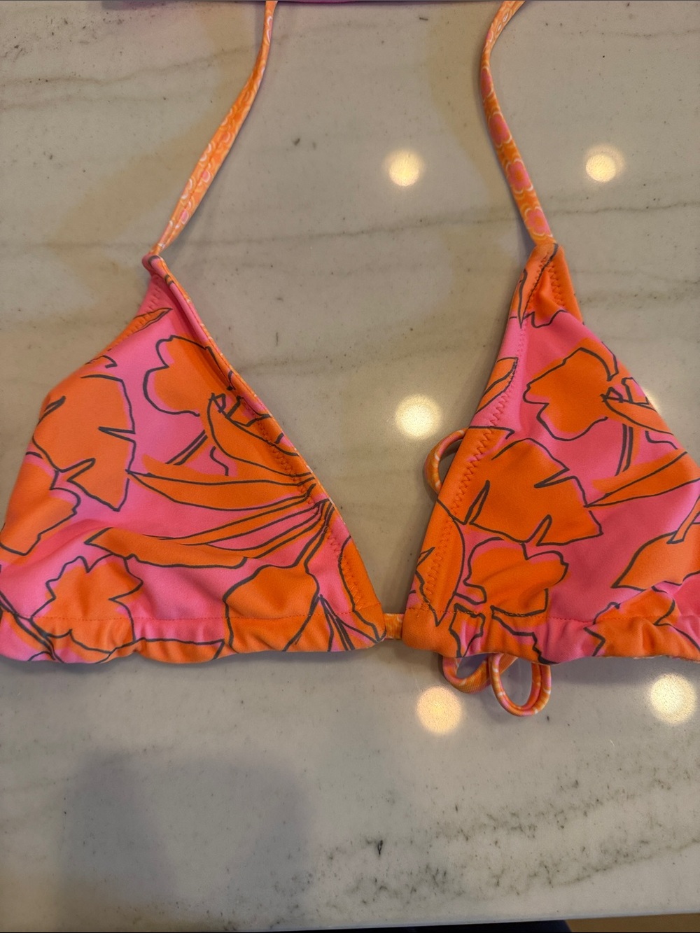 wild fable Pink & Orange Floral Triangle Swim Top